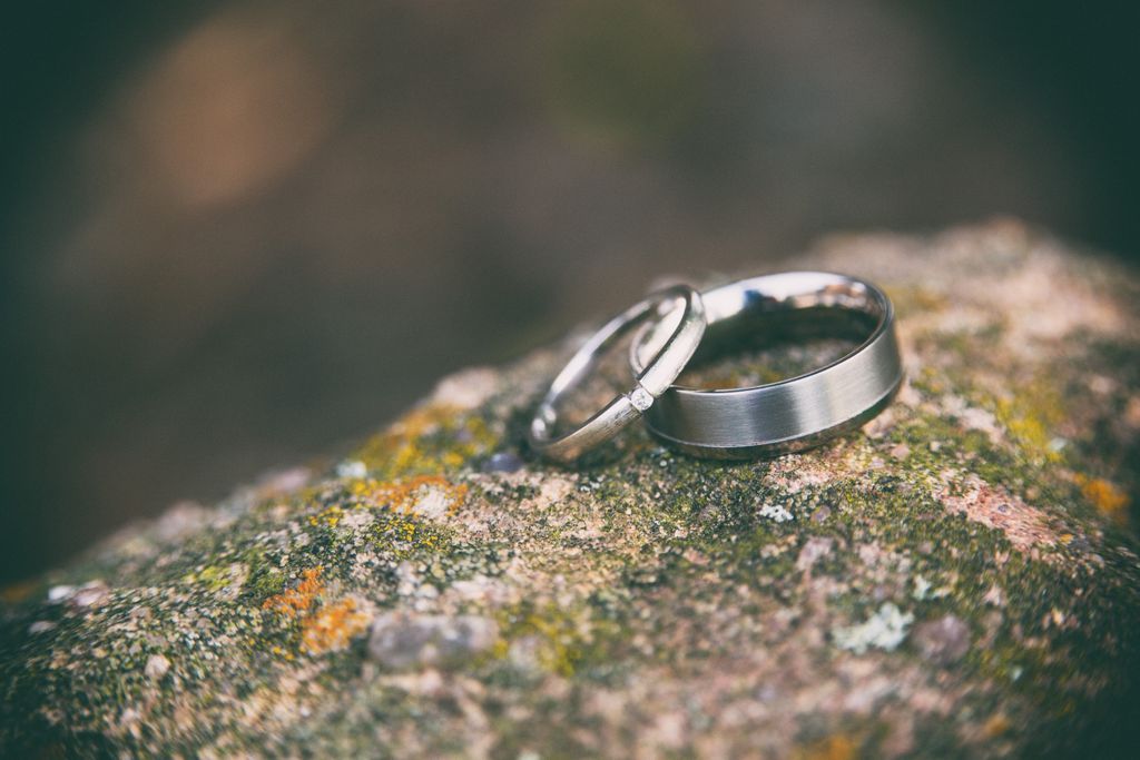 wedding rings on a rock wedding rings on a rock