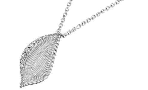 A luxurious petal shaped diamond pendant from TACORI.